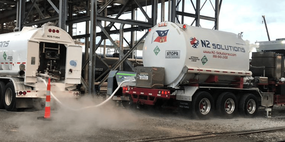 Nitrogen tanks at a job site