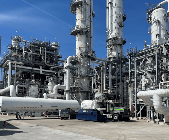 Nitrogen trucks at a plant