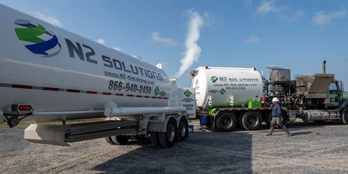 N2 Solutions trucks transporting nitrogen