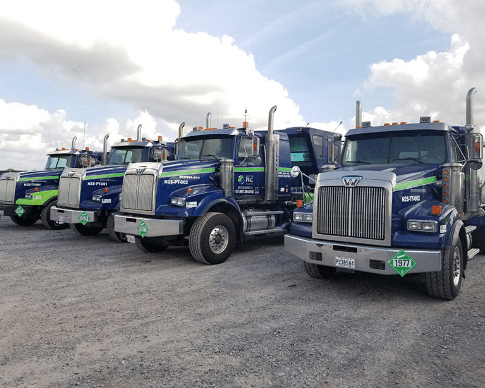 4 N2 trucks lined up