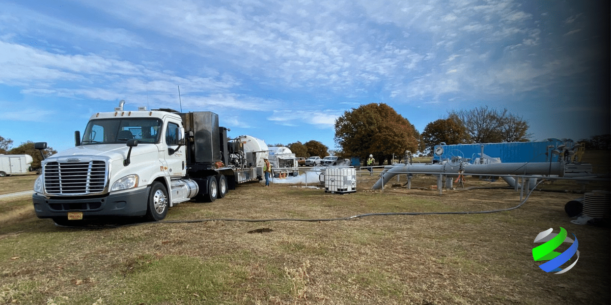 Pipeline cleaning job site