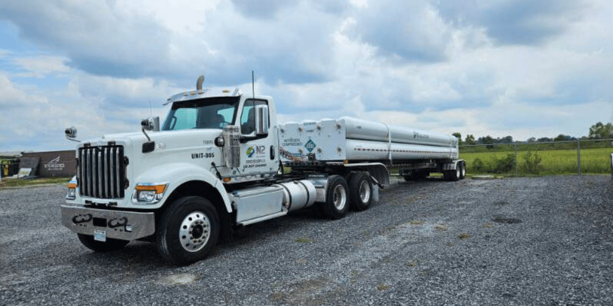 N2 truck loaded with nitrogen